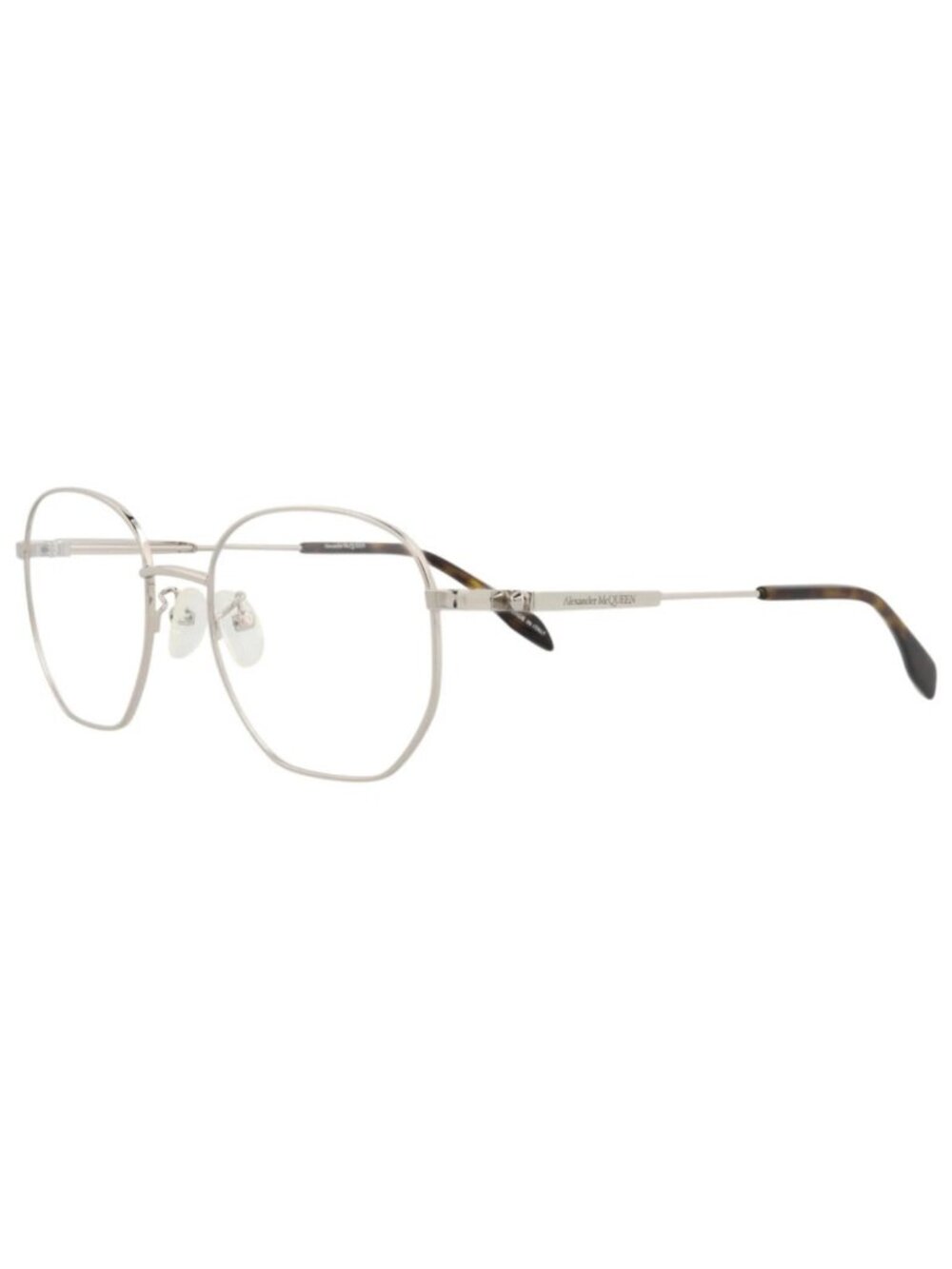 New Alexander McQueen Women's Eyeglasses Round Oval Metal Frame Mens Silver Eye